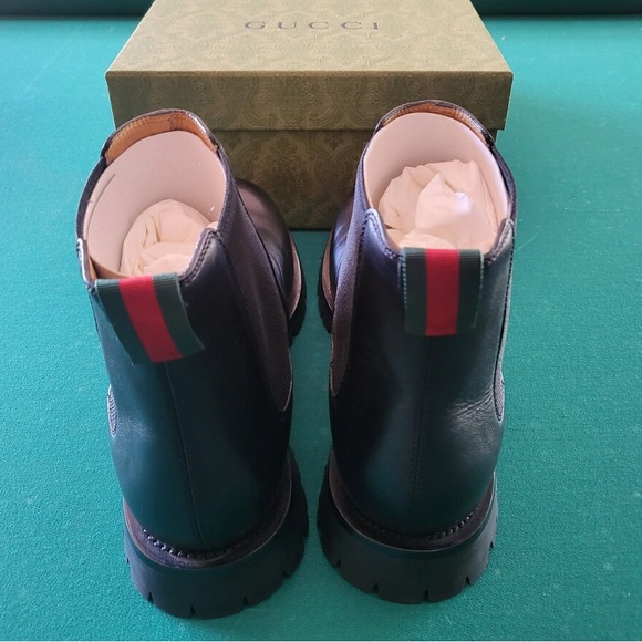 Gucci Kyra Chelsea Web Stripe Lug Dole Boots size 10.5 - Picture 3 of 8